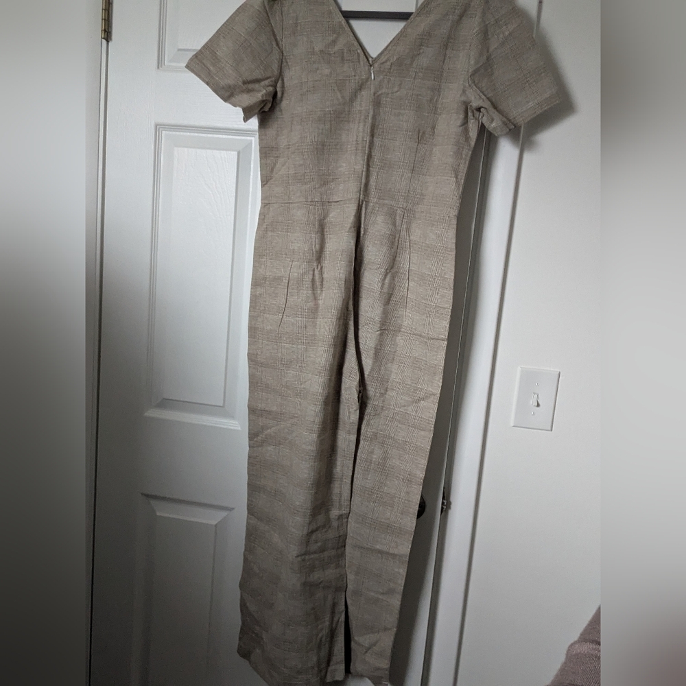 Cotton/Linen Gingham Jumpsuit S On Blue - Picture 2 of 4